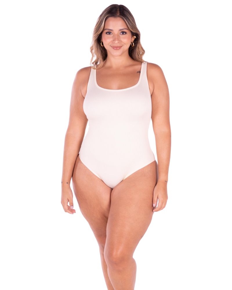 Square Neck Ribbed Bodysuit