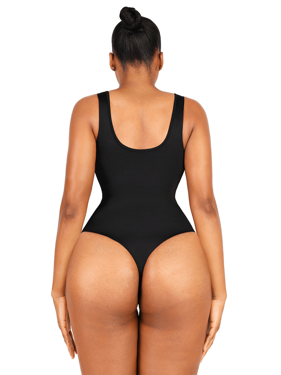 Square Neck Zip-Up Snatched Swimsuit